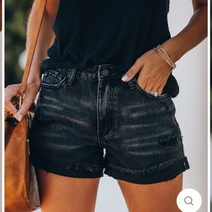 Vici high rise black denim shorts